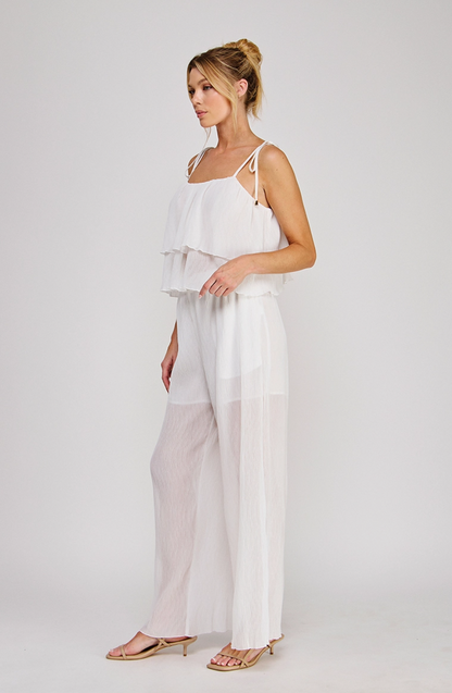 Ruffle & Tie Woven Top