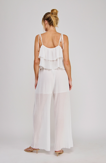 Ruffle & Tie Woven Top