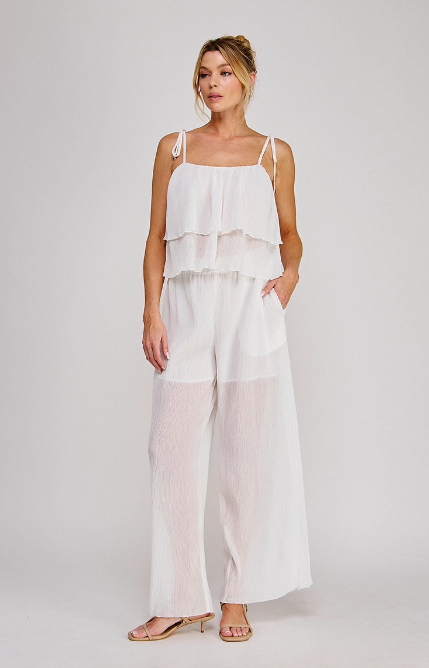 Pleated Wide-Leg Woven Pant