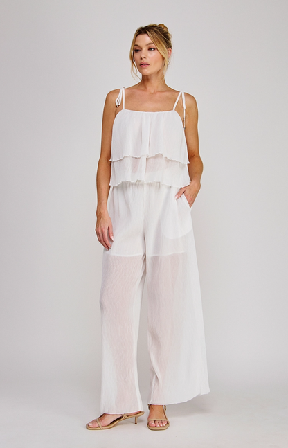Pleated Wide-Leg Woven Pant