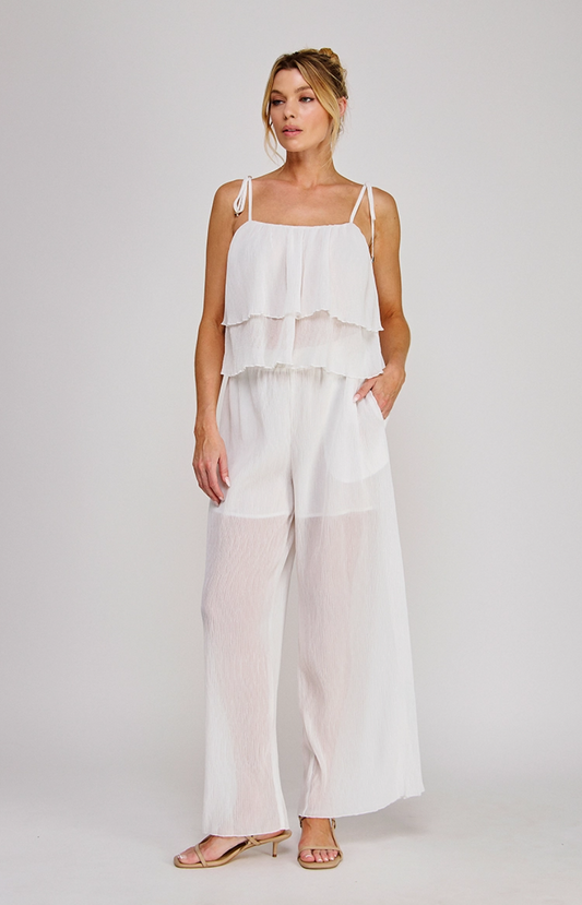 Pleated Wide-Leg Woven Pant