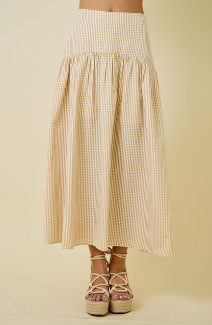 Gingham Flared Maxi Skirt