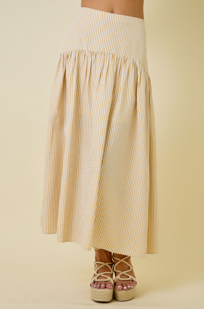 Gingham Flared Maxi Skirt