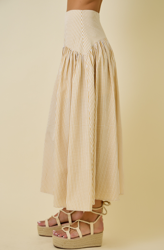 Gingham Flared Maxi Skirt