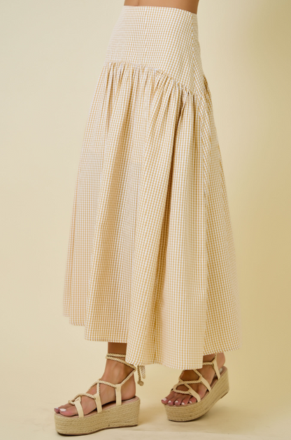 Gingham Flared Maxi Skirt