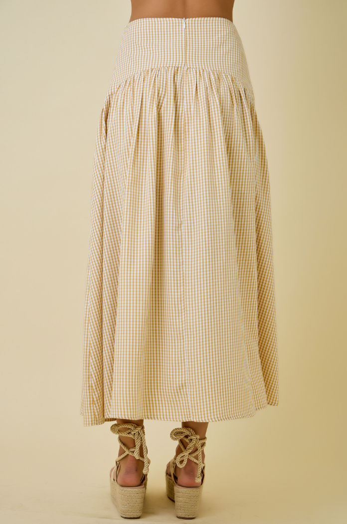 Gingham Flared Maxi Skirt