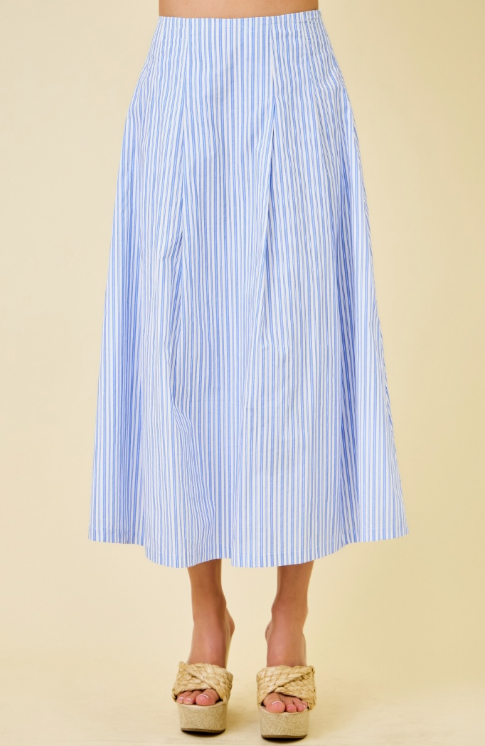 Striped Flare Midi Skirt