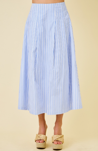 Striped Flare Midi Skirt