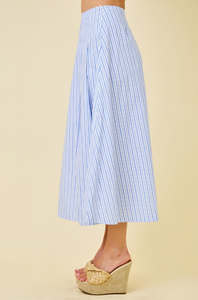 Striped Flare Midi Skirt