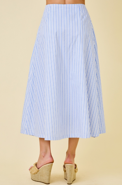 Striped Flare Midi Skirt