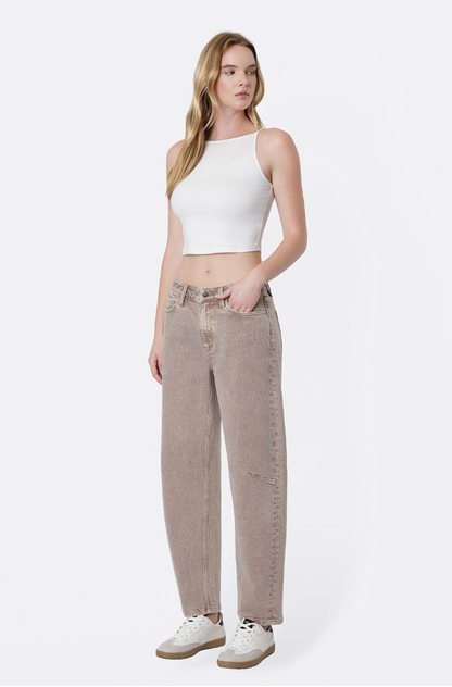 High Rise Crop Barrel Jean
