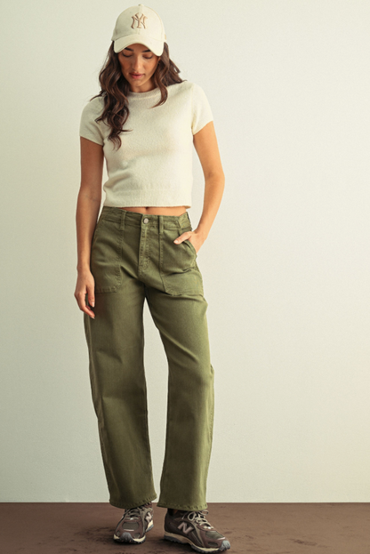 Stretch Twill Utility Barrel Jean
