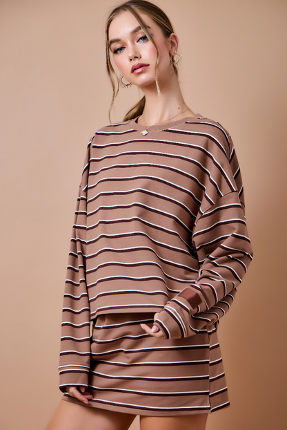 Striped Terry Lounge Sweatshirt