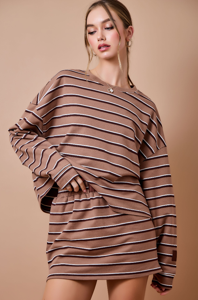 Striped Terry Lounge Sweatshirt