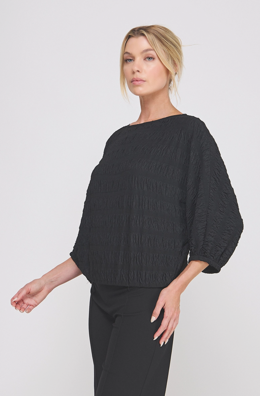 Textured 3/4 Dolman Sleeve Top