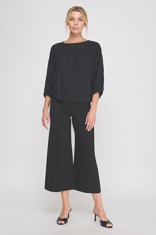 Textured 3/4 Dolman Sleeve Top