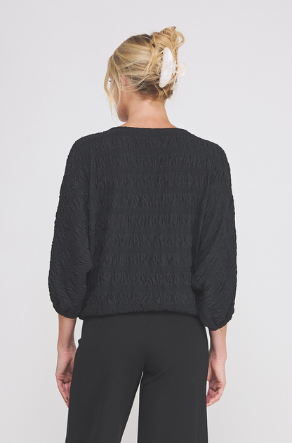 Textured 3/4 Dolman Sleeve Top