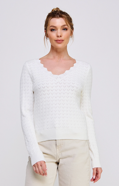 Fine Gauge Pointelle Sweater