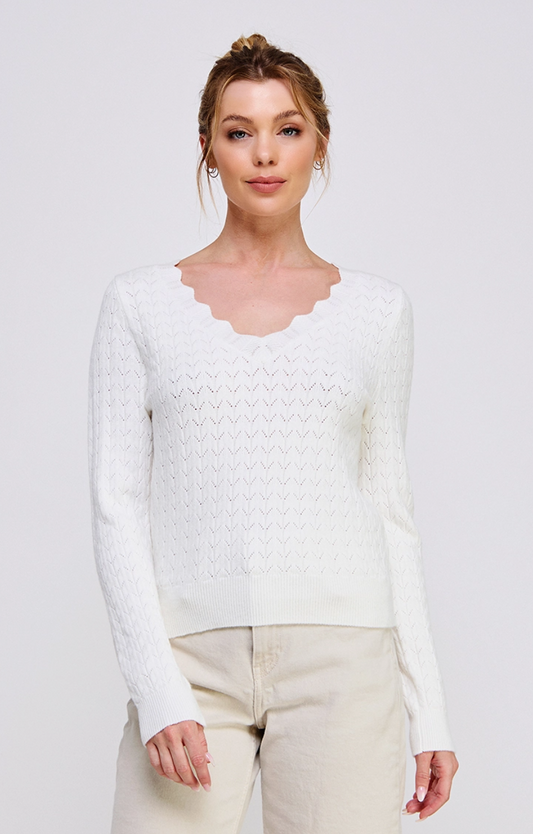 Fine Gauge Pointelle Sweater