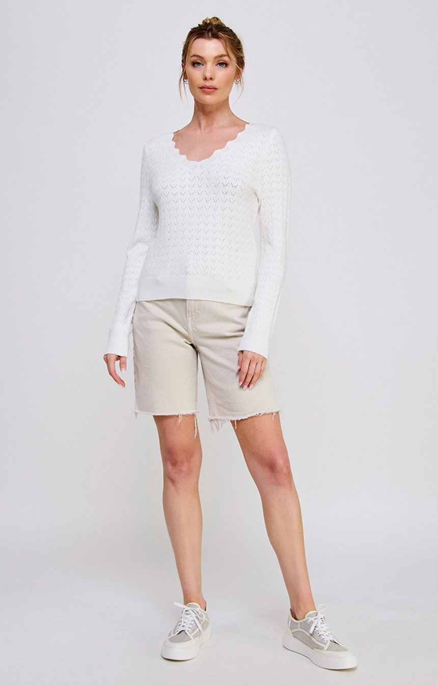 Fine Gauge Pointelle Sweater