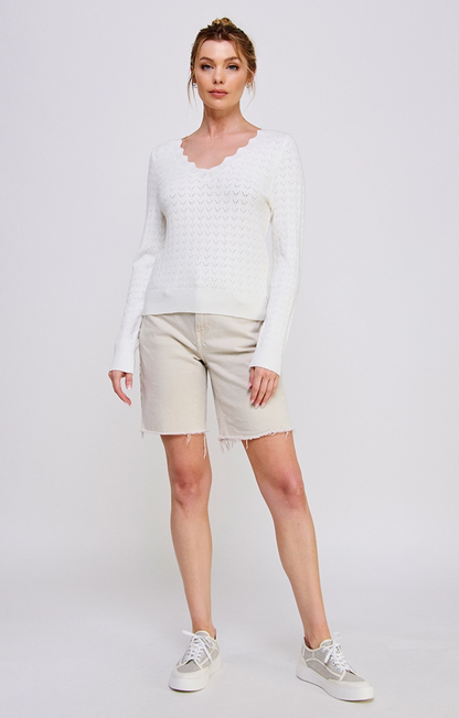 Fine Gauge Pointelle Sweater