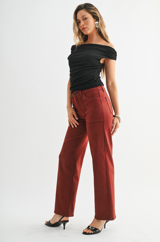 Rust Wide Leg Jean
