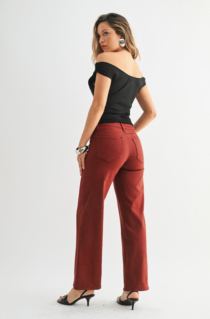 Rust Wide Leg Jean