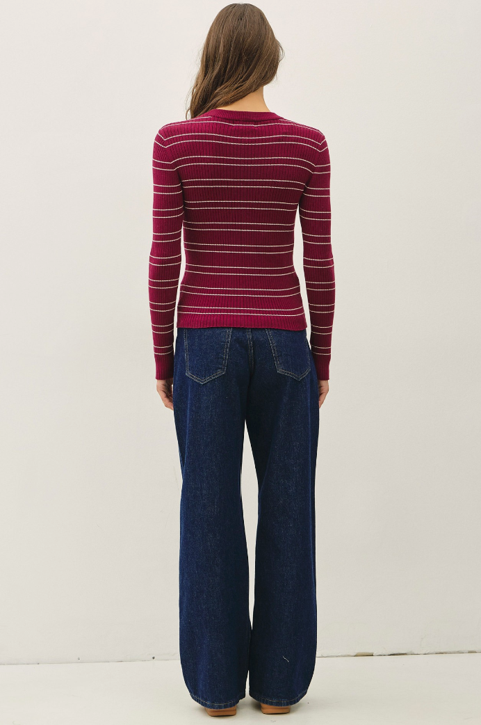 Striped Ribbed Sweater Top