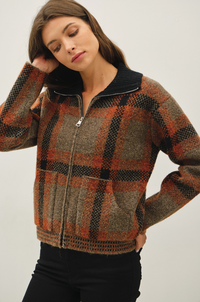 Plaid Sweater Jacket