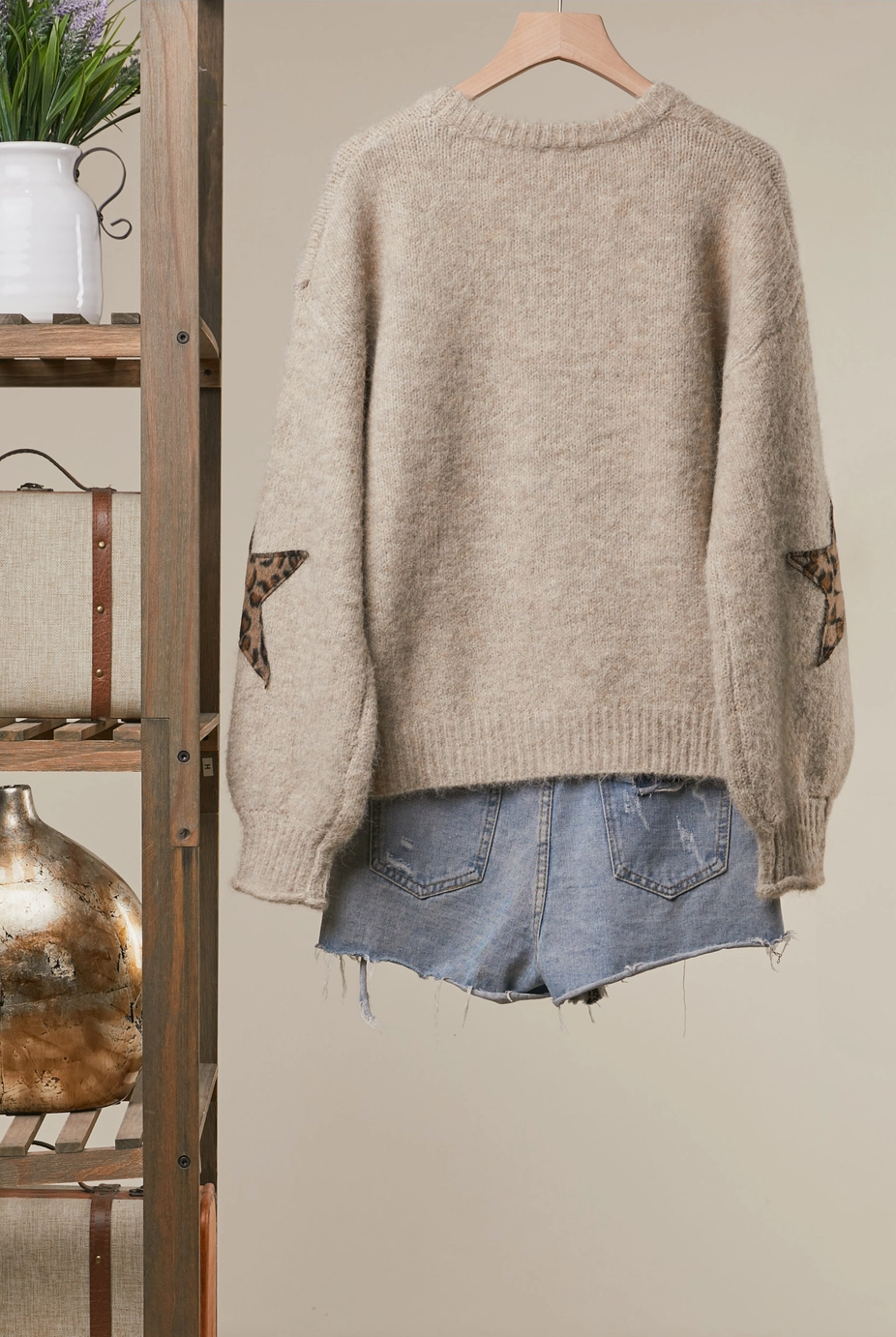 Leopard Star Stitched Sweater