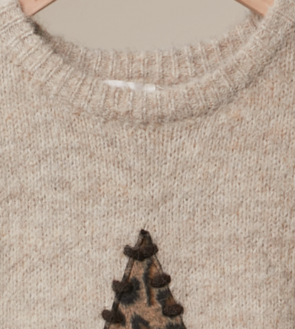 Leopard Star Stitched Sweater
