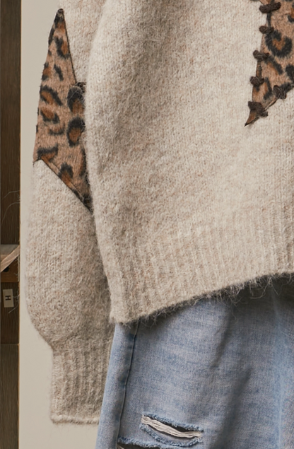 Leopard Star Stitched Sweater