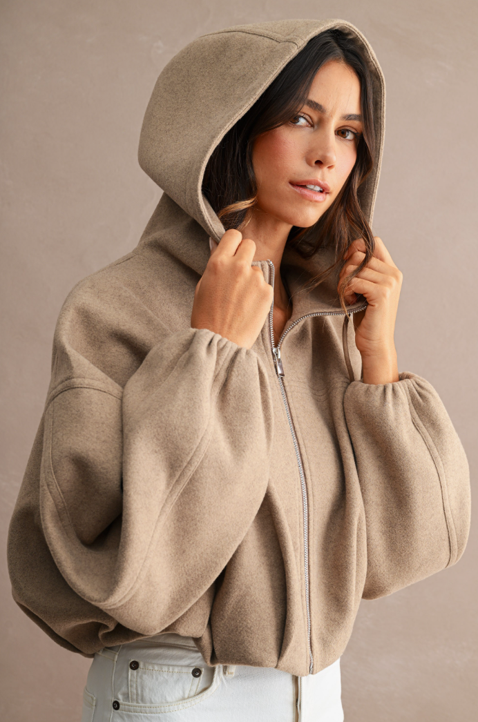 Cropped Bubble Hem Hoodie/Jacket