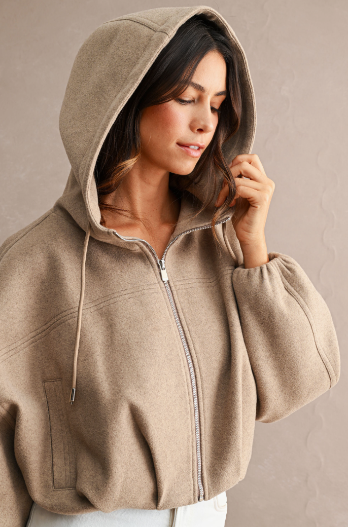 Cropped Bubble Hem Hoodie/Jacket