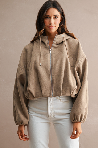 Cropped Bubble Hem Hoodie/Jacket