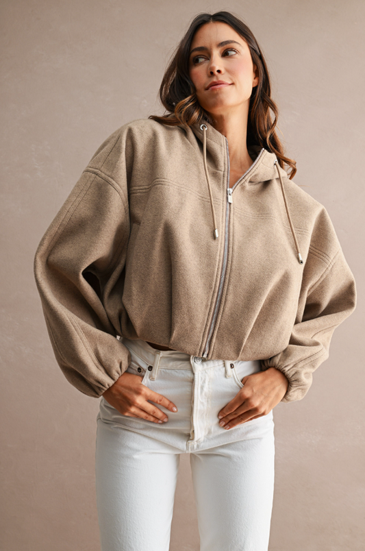 Cropped Bubble Hem Hoodie/Jacket