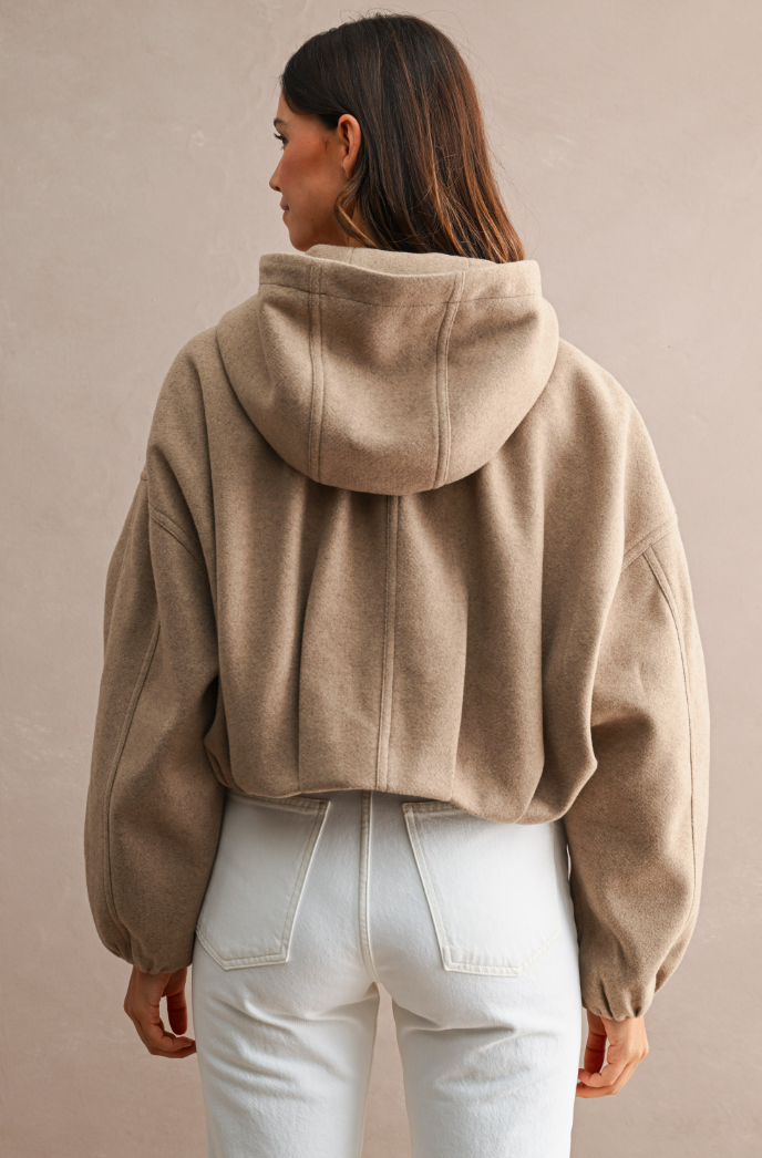 Cropped Bubble Hem Hoodie/Jacket
