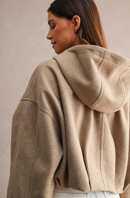 Cropped Bubble Hem Hoodie/Jacket