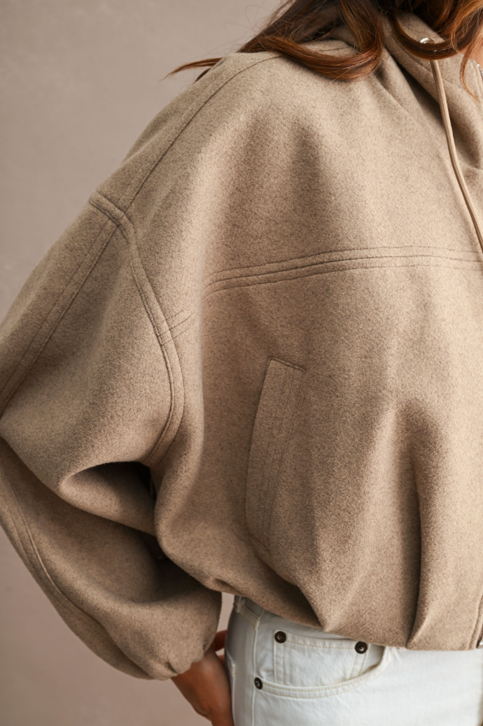 Cropped Bubble Hem Hoodie/Jacket