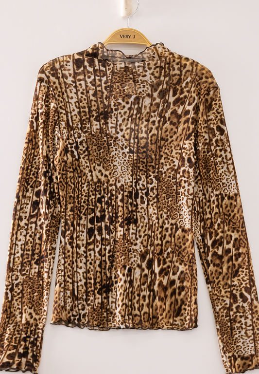 Latte Stripe Leopard Top