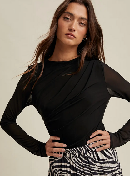 Ruched Mesh Bodysuit