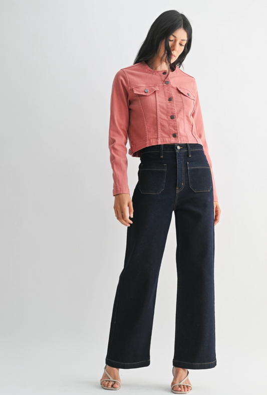 Patch Pocket Wide Leg Jean