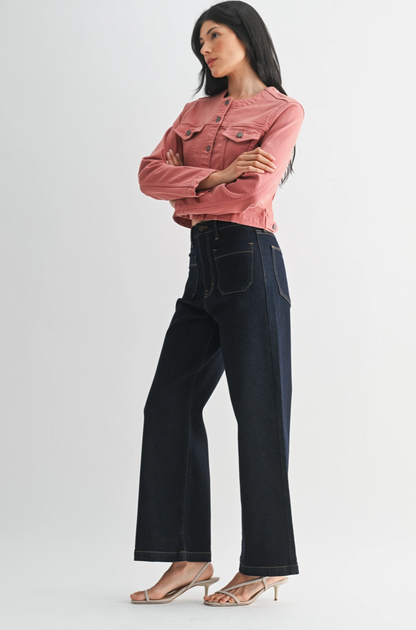 Patch Pocket Wide Leg Jean