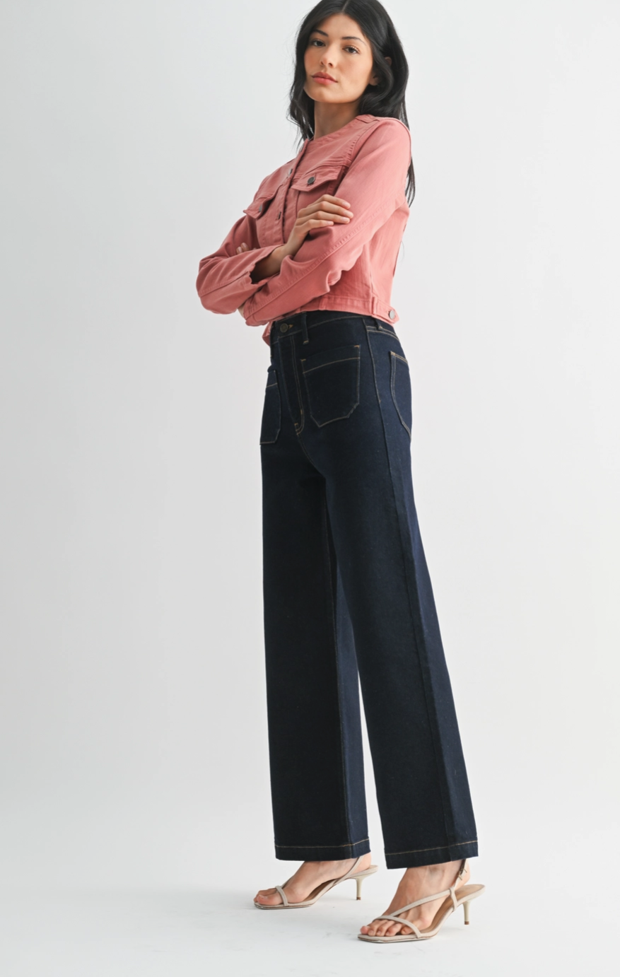 Patch Pocket Wide Leg Jean
