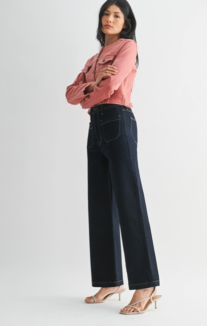 Patch Pocket Wide Leg Jean