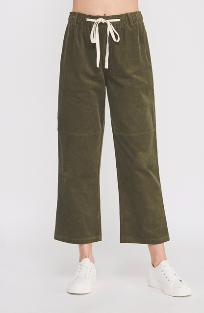 Corduroy Elastic Tie Waist Pant