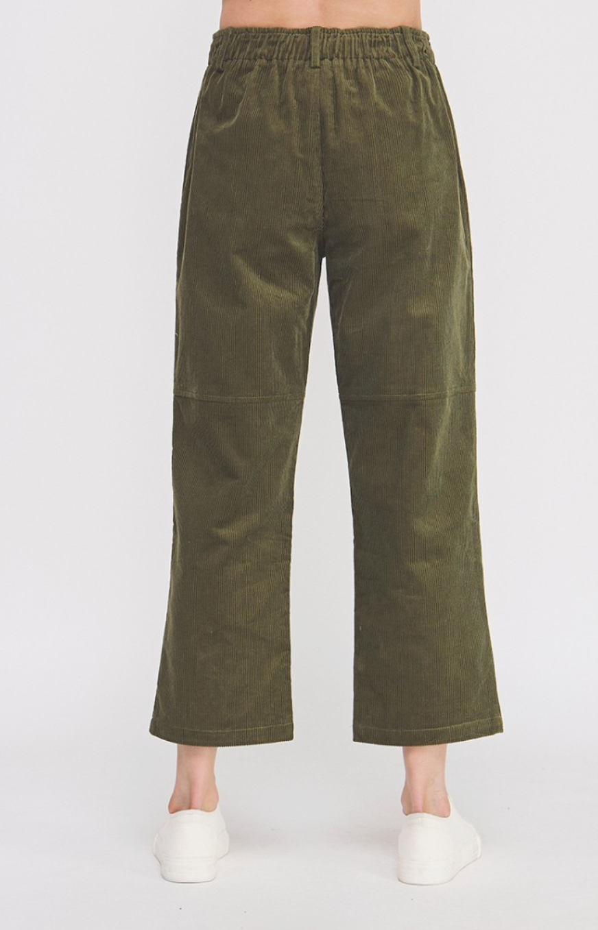 Corduroy Elastic Tie Waist Pant
