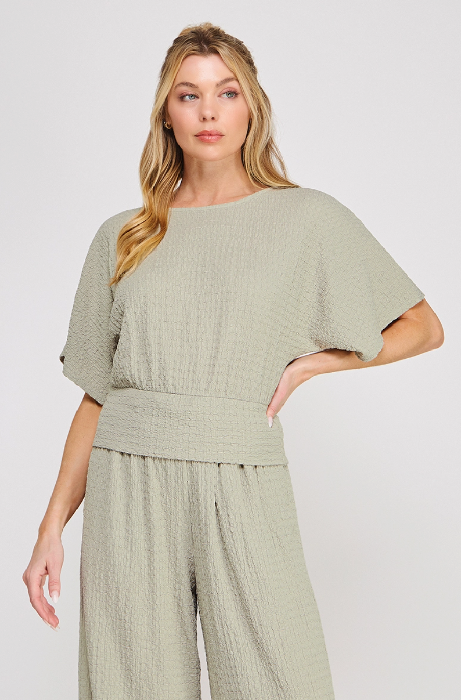 Textured Dolman Top