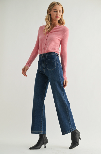Best Selling Jean!!!!!!! Patch Pocket Wide Leg Jean