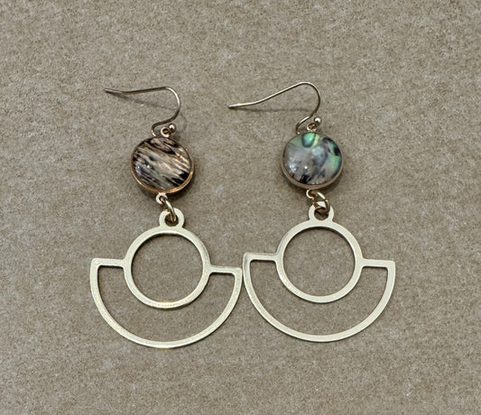 Marbled Resin & Geometric Drop Earrings